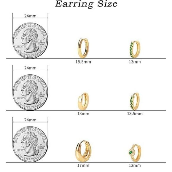 Kazi Luxury Round 4-Prong Lightweight Stud Earrings - Emerald - Picture 4 of 8